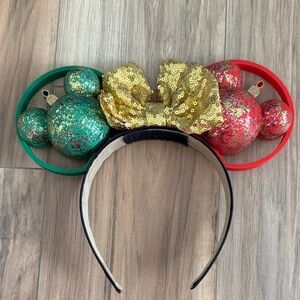 Festive Sequin Mouse Ears Headband - Red, Green, and Gold